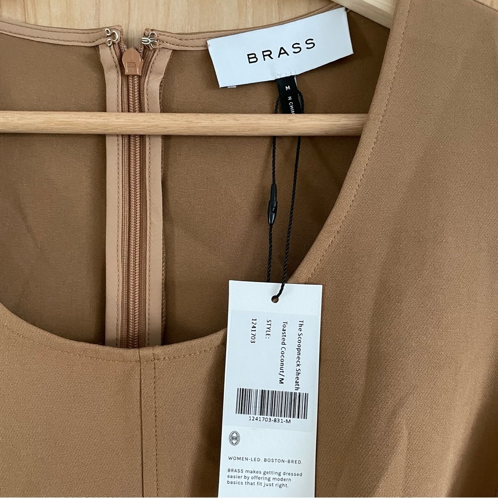 NWT Brass Clothing Scoopneck Sheath Dress, Toasted Coconut, size M - Picture 3 of 5